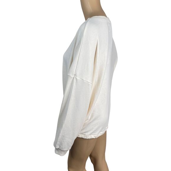 NWT American Eagle Ivory Cinched Drawstring Henley Oversized Sweatshirt SZ M - Picture 7 of 10